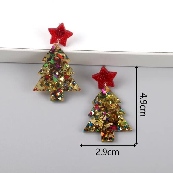 Ho Ho Ho Christmas Acrylic Dangle Earrings NEW - Picture 3 of 3